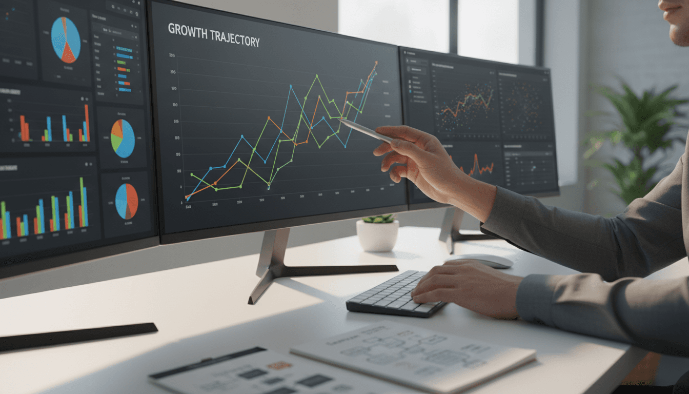 Digital marketing and AI automation workspace with professional setup